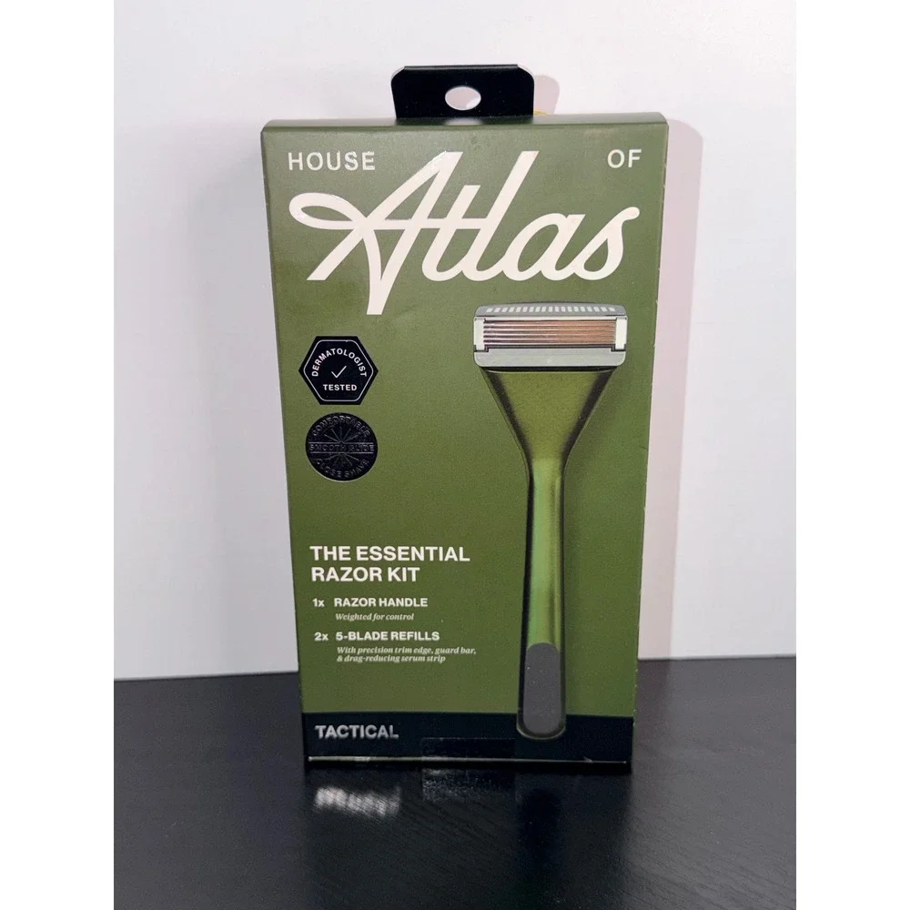House of Atlas The Essential Razor Kit Tactical Green 5-Blade Weighted Handle